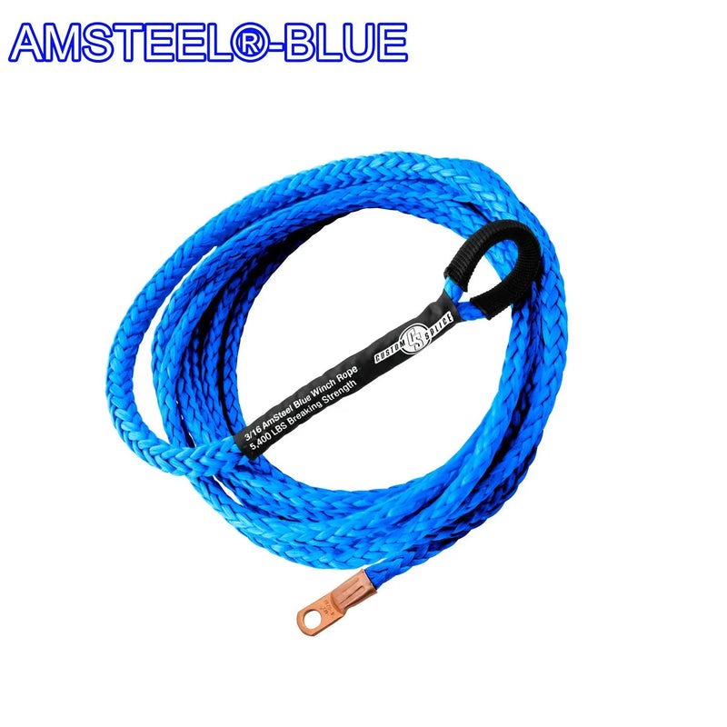 ATV UTV Snow Plow Lift Synthetic Winch Rope - AmSteel Blue Custom Splice - AmSteel Blue