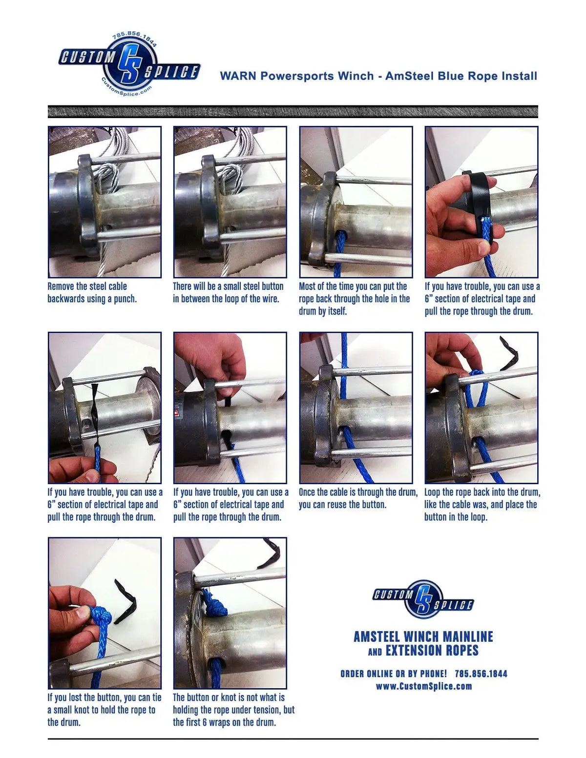 Warn Style ATV/UTV/SXS winch rope replacement Custom Splice