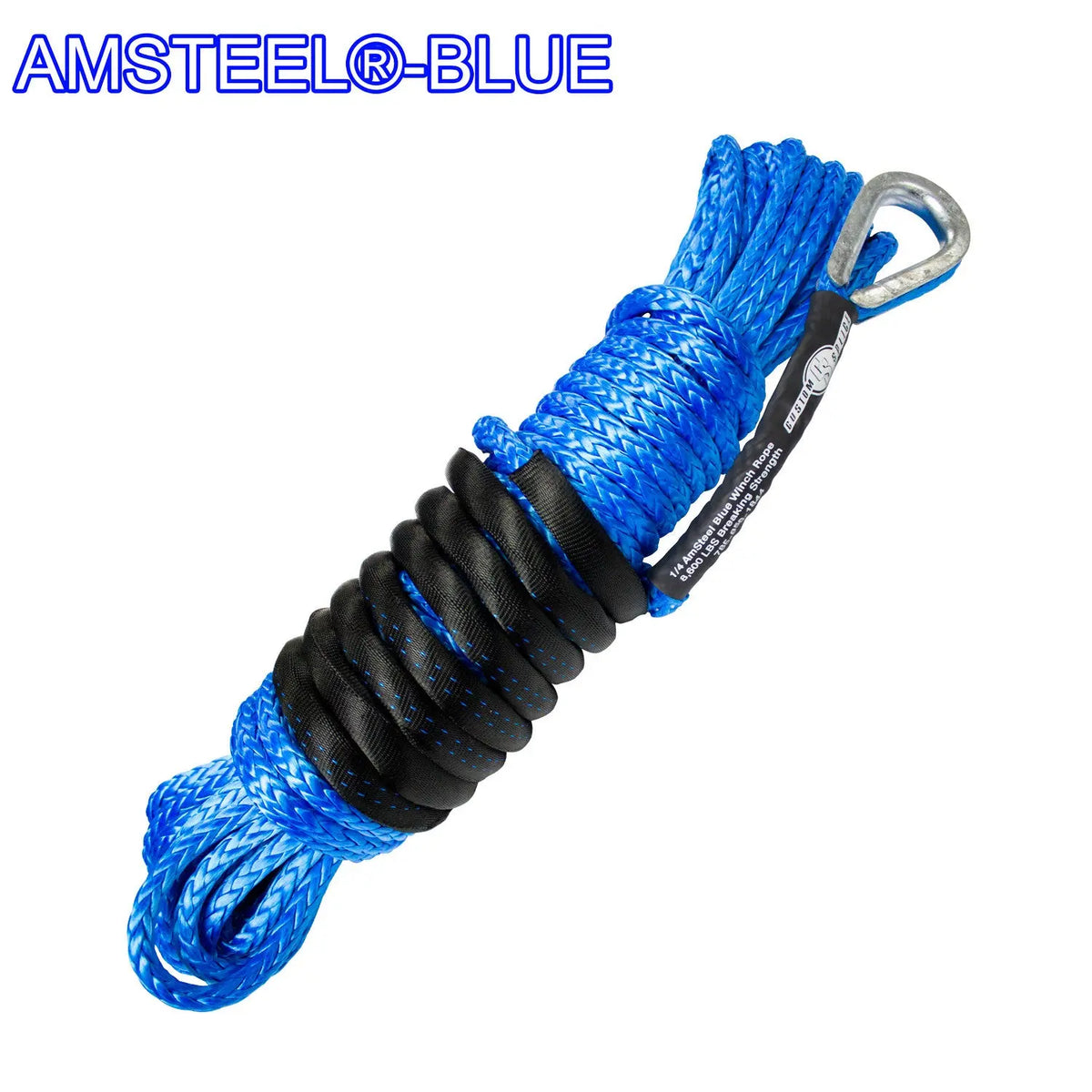 1/4" Main Line Winch Rope - AmSteel Blue Custom Splice - AmSteel Blue