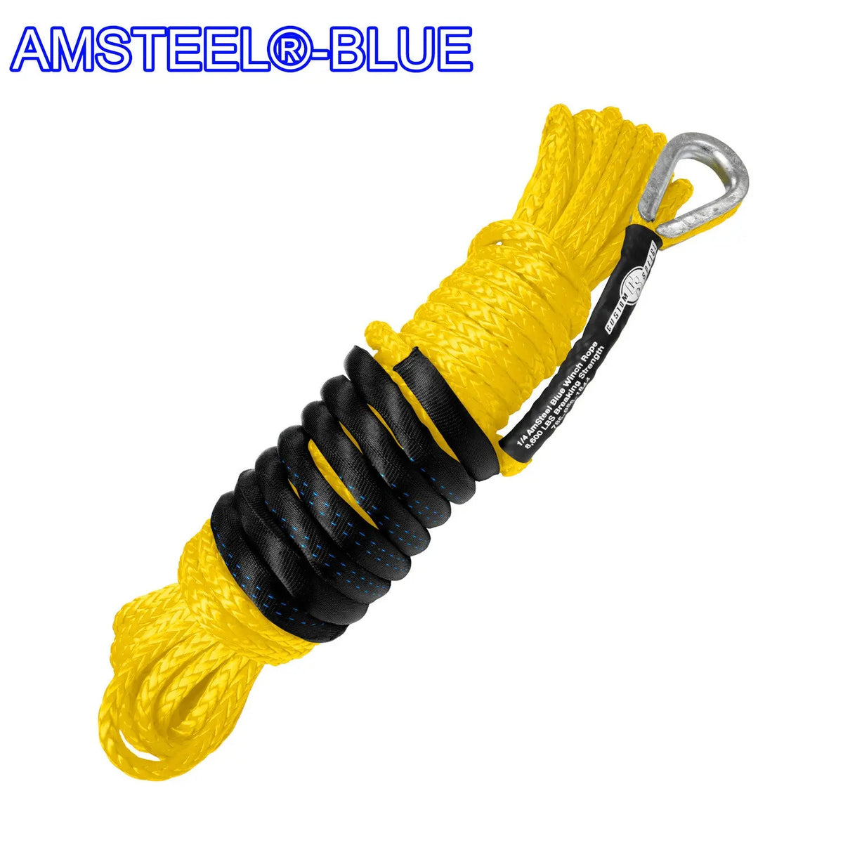 1/4" Main Line Winch Rope - AmSteel Blue Custom Splice - AmSteel Blue