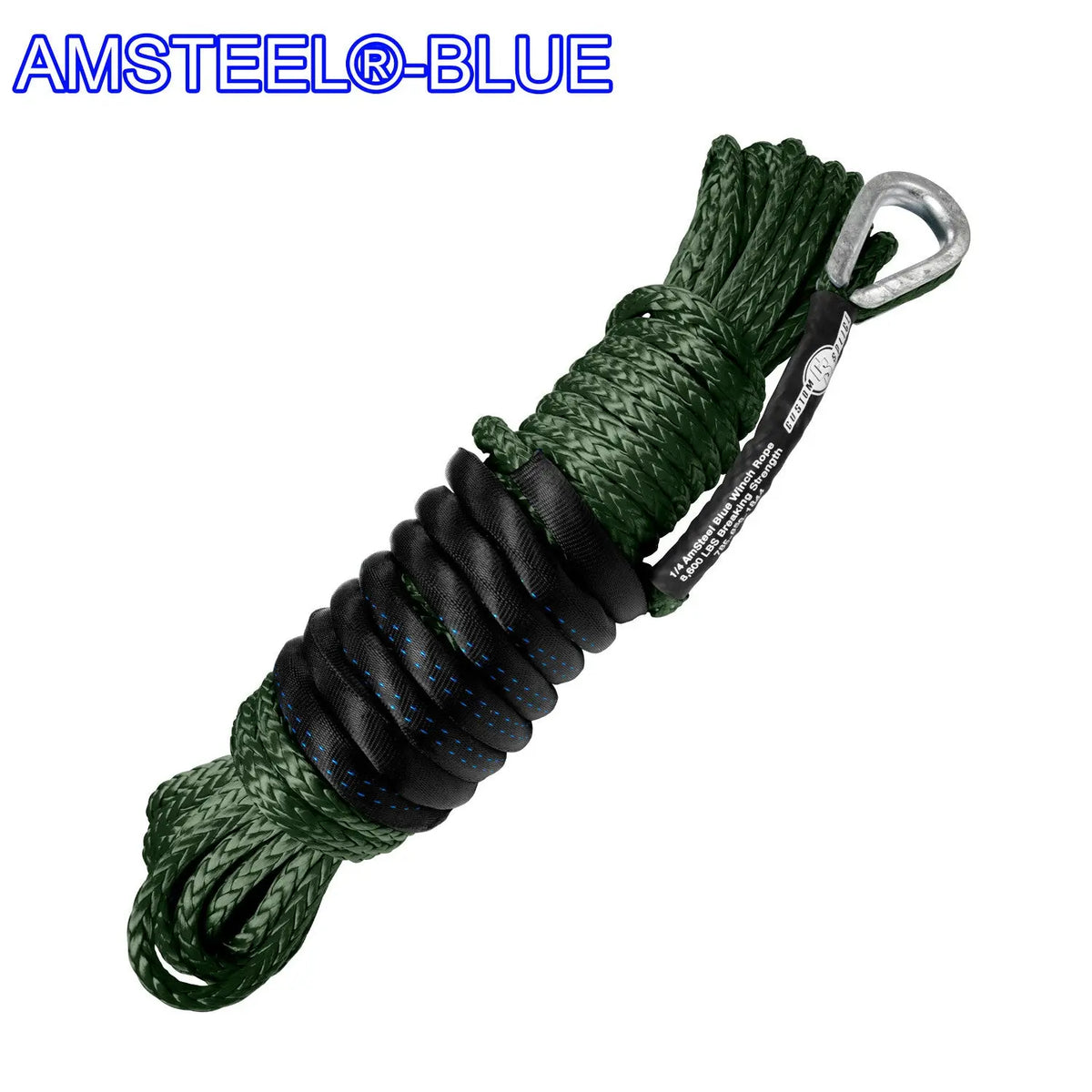 1/4" Main Line Winch Rope - AmSteel Blue Custom Splice - AmSteel Blue