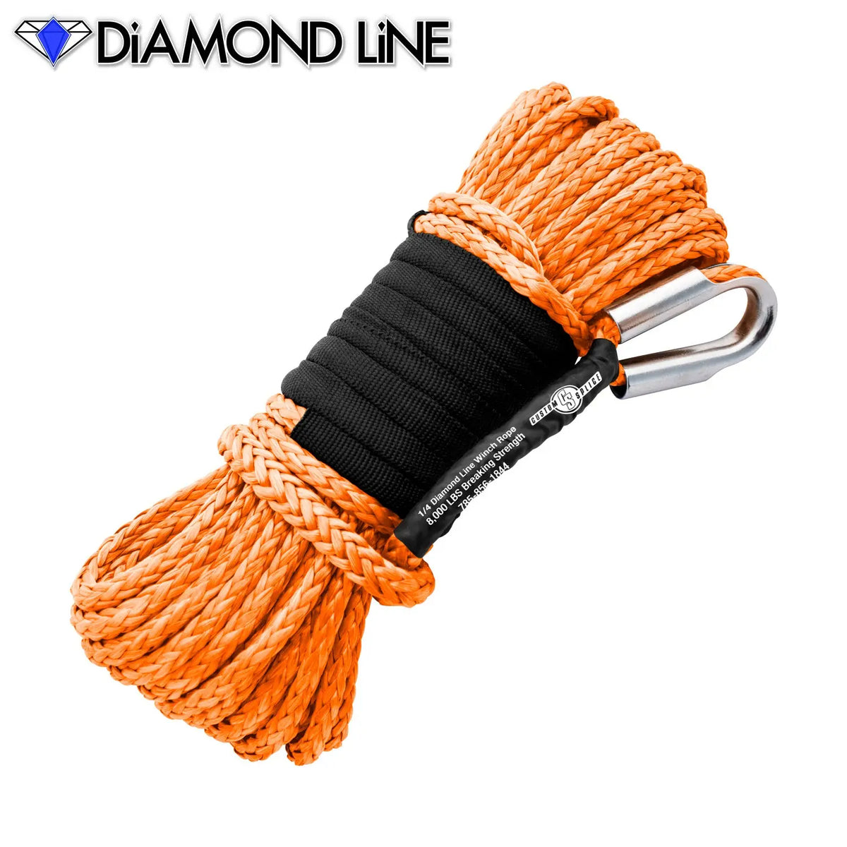 1/4" X 55' Main Line Winch Rope - Diamond Line Custom Splice - Diamond Line