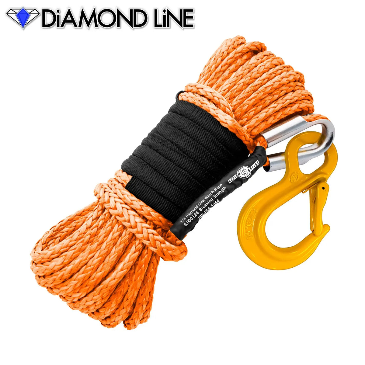 1/4" X 55' Main Line Winch Rope - Diamond Line Custom Splice - Diamond Line