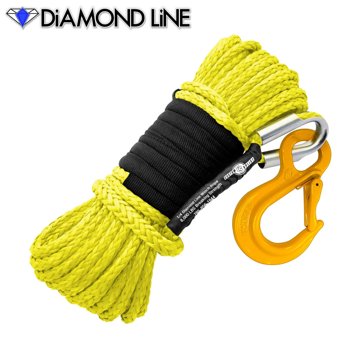 1/4" X 55' Main Line Winch Rope - Diamond Line Custom Splice - Diamond Line