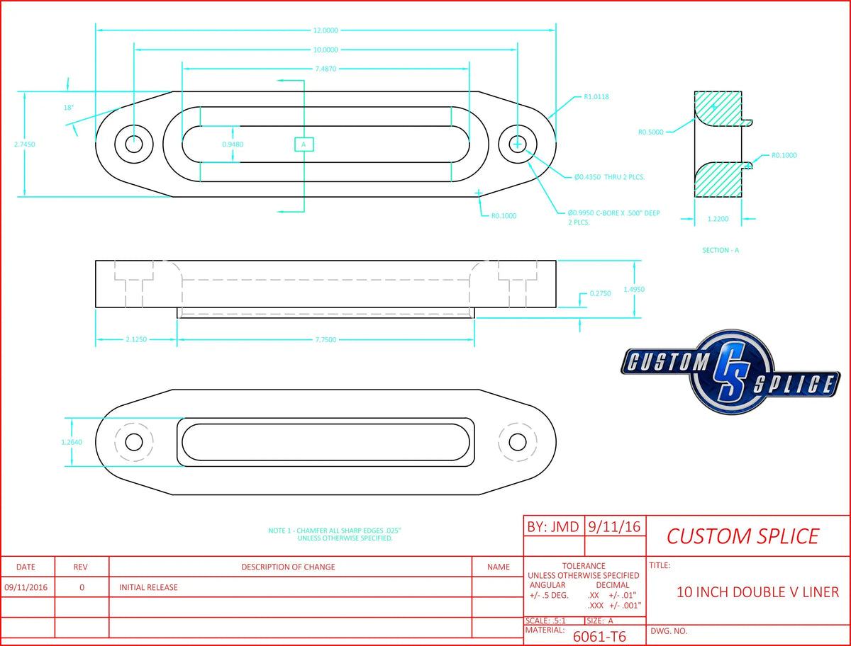 10" Double Thick Radius Fairlead Custom Splice