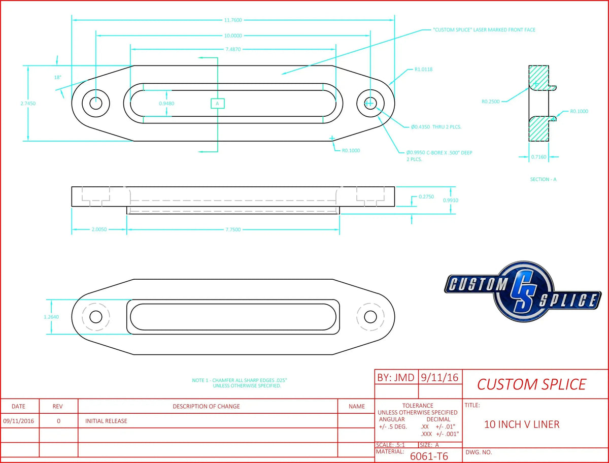 10" Standard Fairlead for Synthetic Winch Rope  Custom Splice