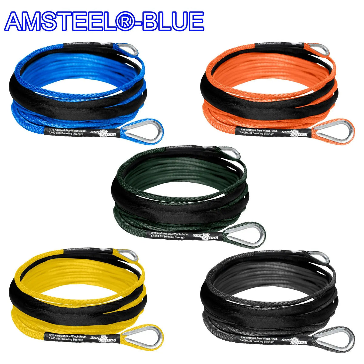 3/16" Extension - AmSteel®Blue Winch Rope Custom Splice - AmSteel Blue