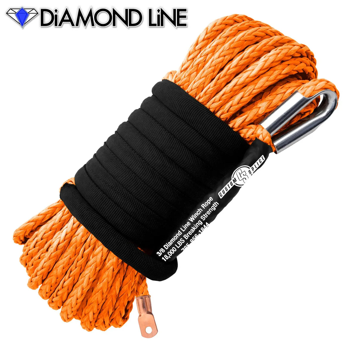 3/8" Main Line Winch Rope - Diamond Line Custom Splice - Diamond Line