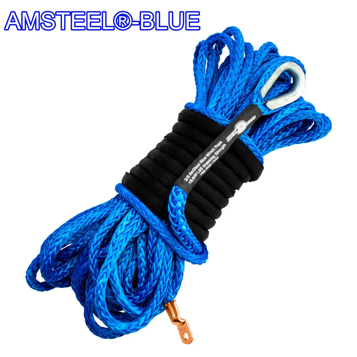 3/8 Main Line Winch Rope - AmSteel Blue Custom Splice - AmSteel Blue