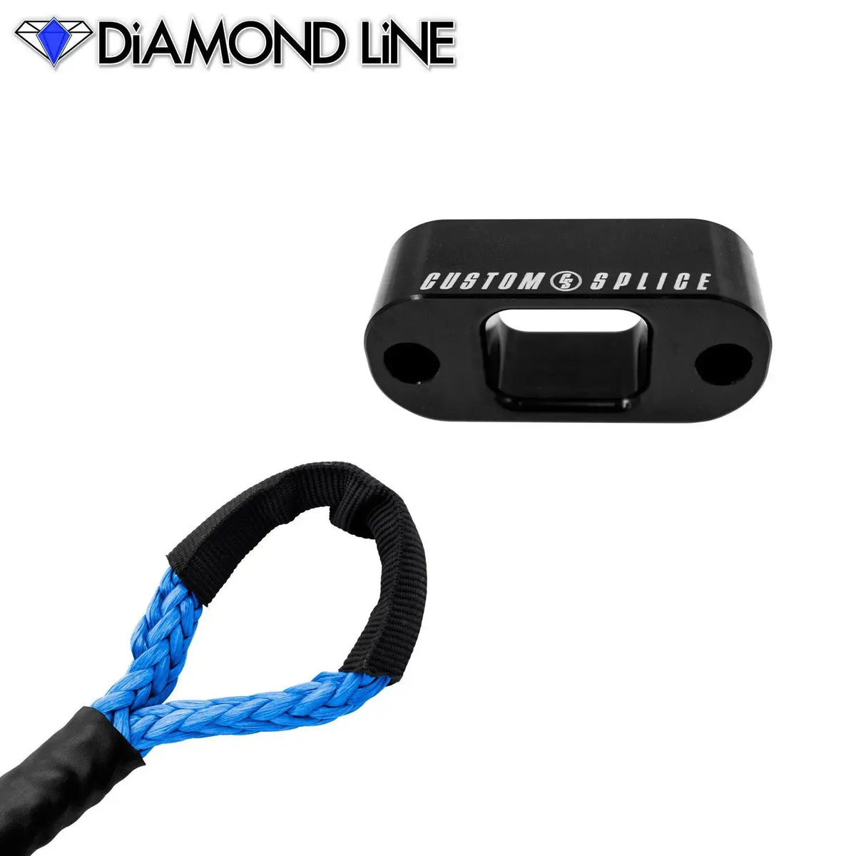 Custom Splice Warn PullzAll 1/4" x 15' Synthetic Winch Rope Conversion Kit Diamond-Blue-Black-Soft-Eye Custom Splice