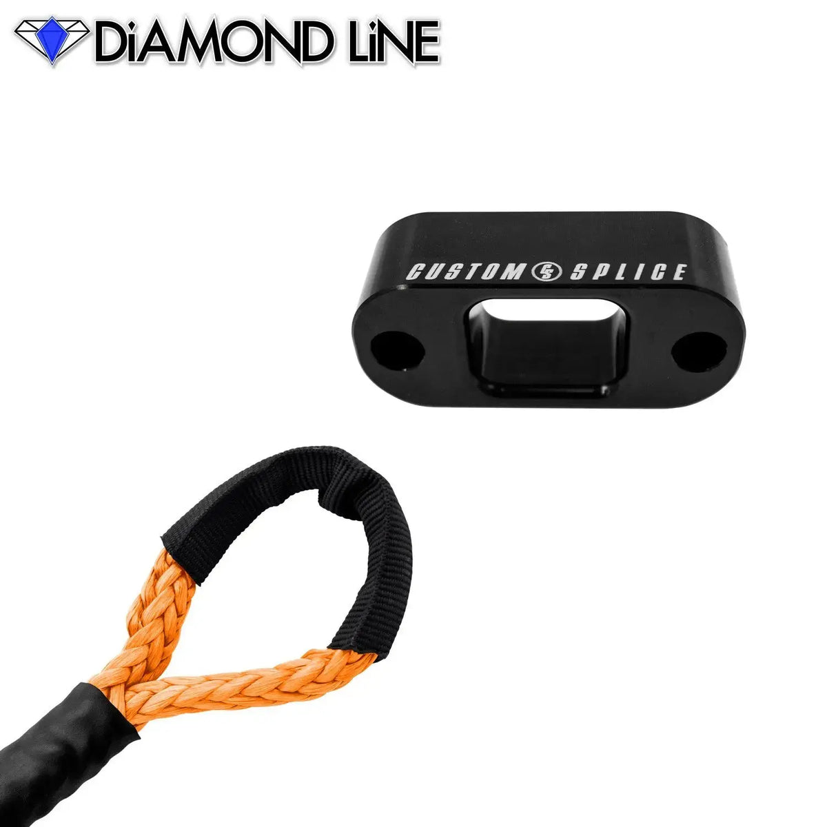 Custom Splice Warn PullzAll 1/4" x 15' Synthetic Winch Rope Conversion Kit Diamond-Orange-Black-Soft-Eye Custom Splice