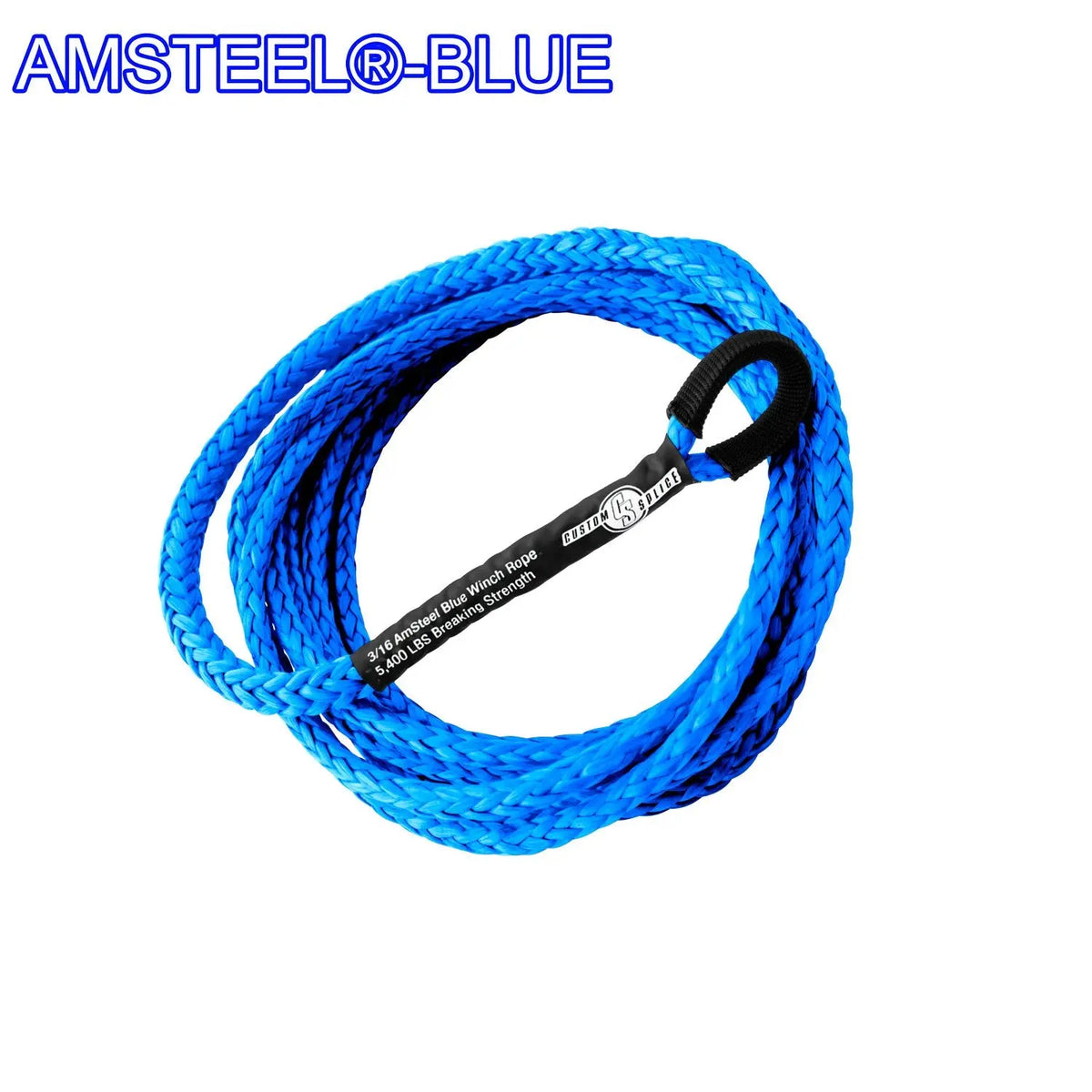 ATV UTV Snow Plow Lift Synthetic Winch Rope - AmSteel Blue Custom Splice - AmSteel Blue