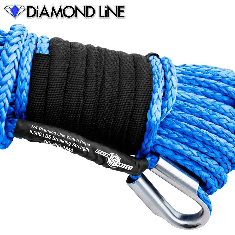 SxS UTV Diamond Line Rope / Fairlead Bundle 1/4" X 55' Custom Splice - Diamond Line