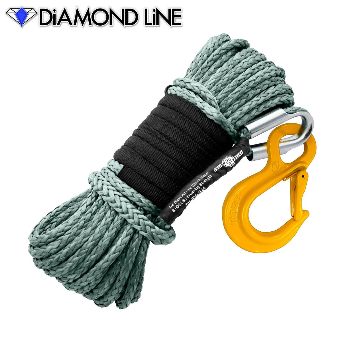 SxS UTV Diamond Line Rope / Fairlead Bundle 1/4" X 55' Custom Splice - Diamond Line