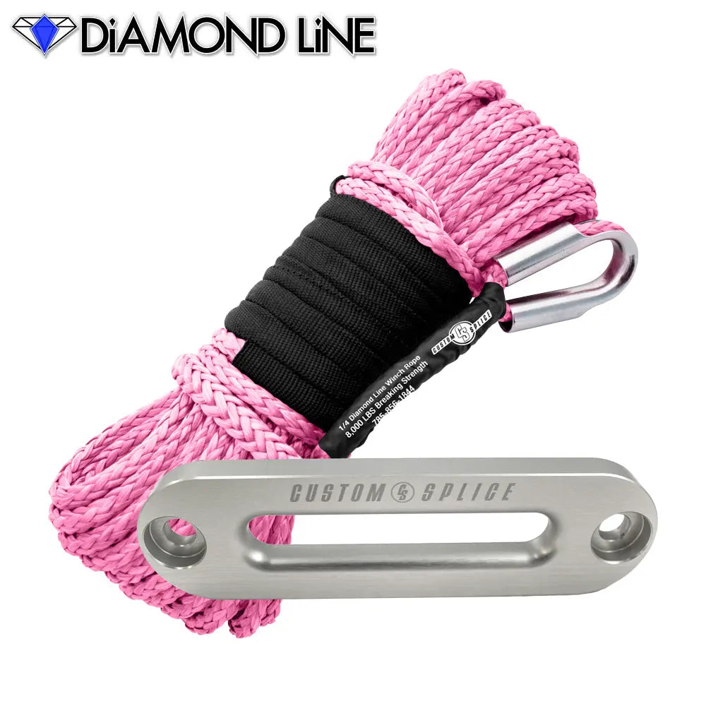 SxS UTV Diamond Line Rope / Fairlead Bundle 1/4" X 55' Custom Splice - Diamond Line