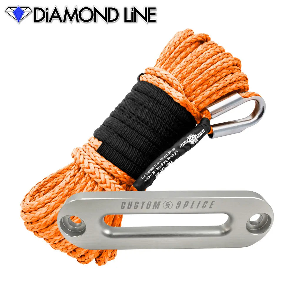 SxS UTV Diamond Line Rope / Fairlead Bundle 1/4" X 55' Custom Splice - Diamond Line