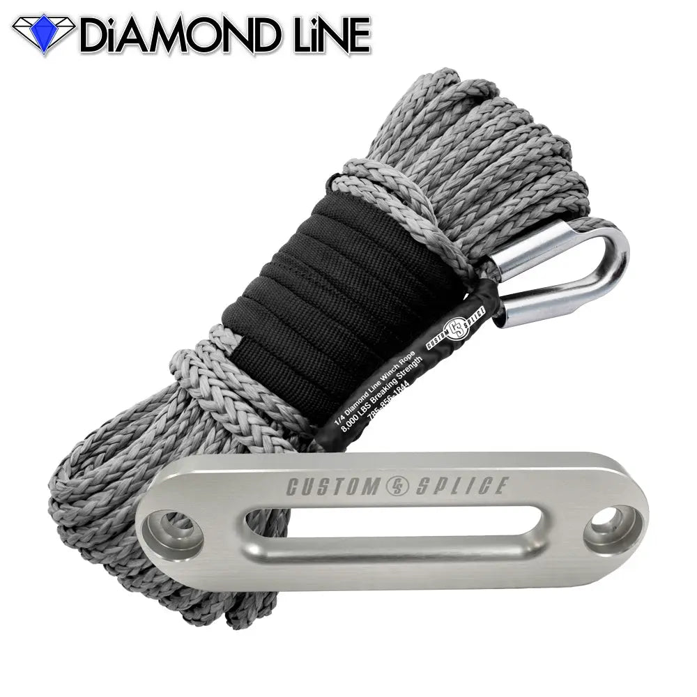 SxS UTV Diamond Line Rope / Fairlead Bundle 1/4" X 55' Custom Splice - Diamond Line