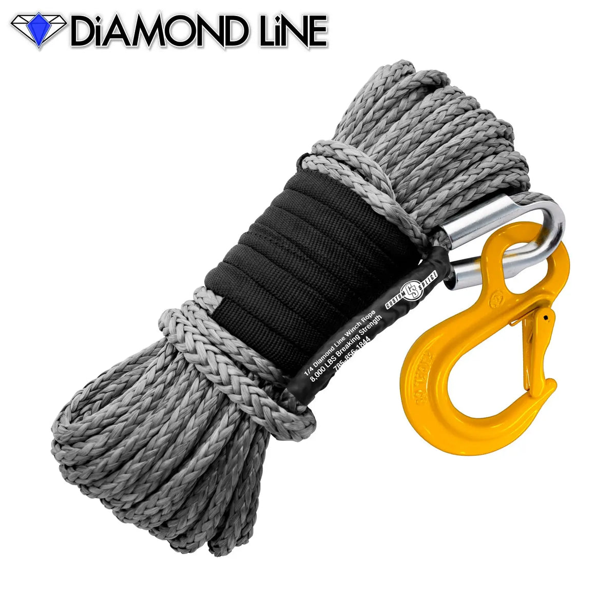 SxS UTV Diamond Line Rope / Fairlead Bundle 1/4" X 55' Custom Splice - Diamond Line