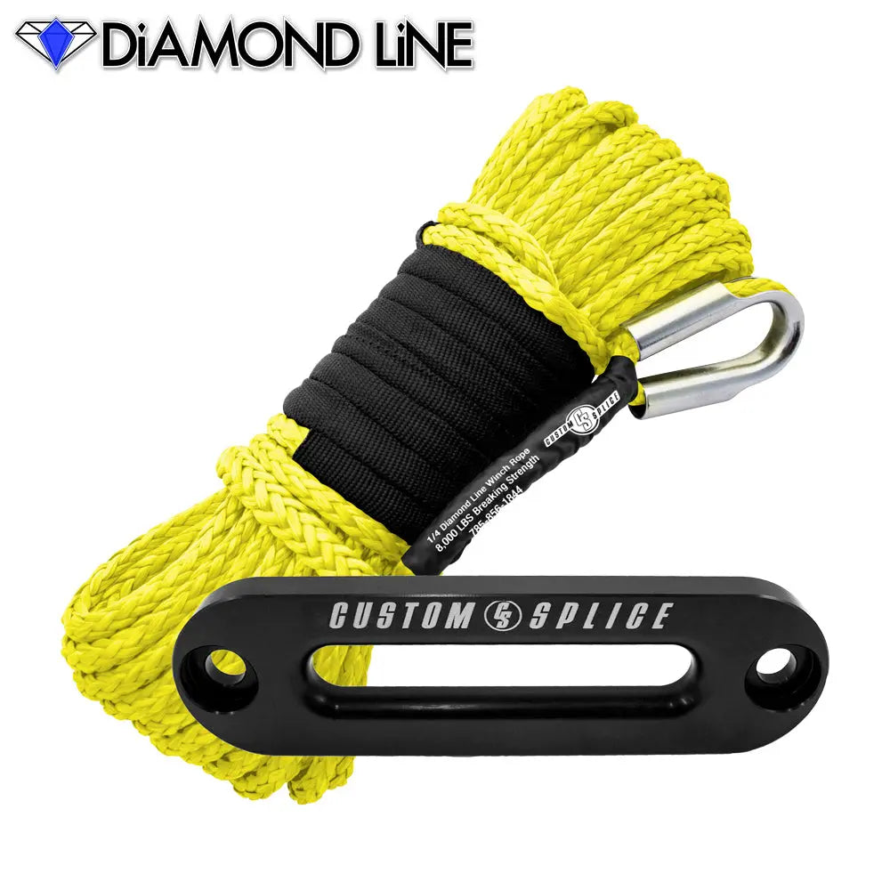 SxS UTV Diamond Line Rope / Fairlead Bundle 1/4" X 55' Custom Splice - Diamond Line