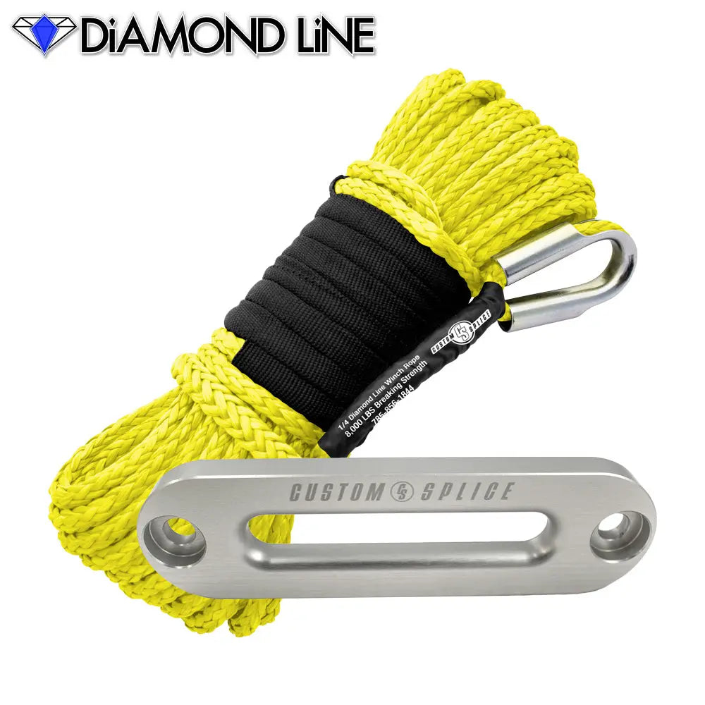 SxS UTV Diamond Line Rope / Fairlead Bundle 1/4" X 55' Custom Splice - Diamond Line